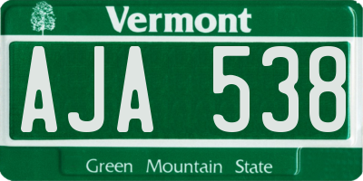 VT license plate AJA538
