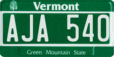VT license plate AJA540