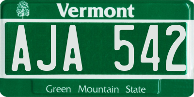 VT license plate AJA542