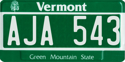 VT license plate AJA543