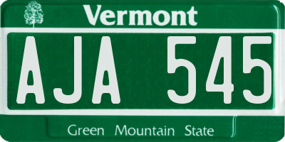 VT license plate AJA545
