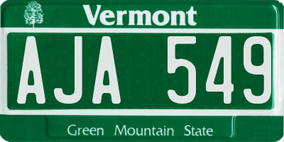 VT license plate AJA549