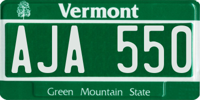 VT license plate AJA550