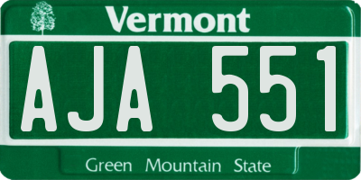 VT license plate AJA551