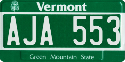 VT license plate AJA553