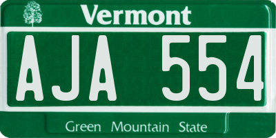 VT license plate AJA554