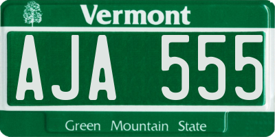 VT license plate AJA555