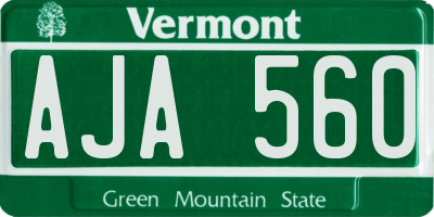 VT license plate AJA560