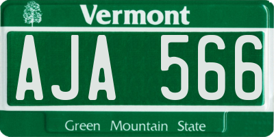 VT license plate AJA566