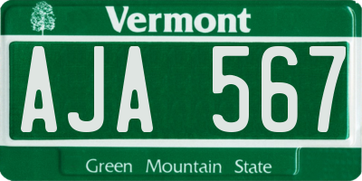 VT license plate AJA567