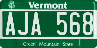 VT license plate AJA568