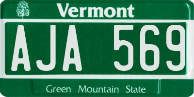 VT license plate AJA569