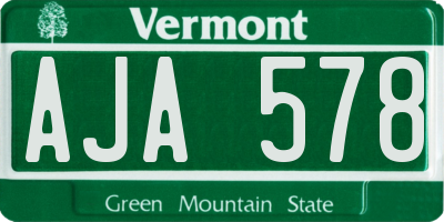 VT license plate AJA578