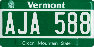 VT license plate AJA588