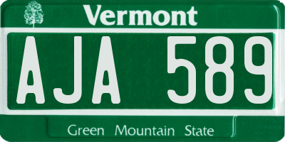 VT license plate AJA589