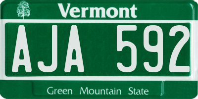 VT license plate AJA592