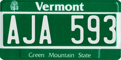VT license plate AJA593