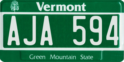 VT license plate AJA594