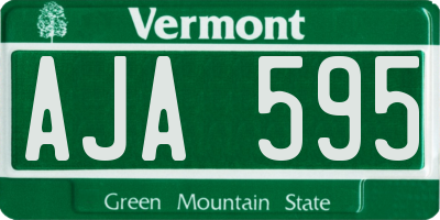 VT license plate AJA595