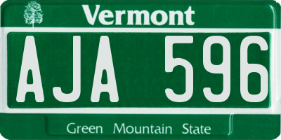 VT license plate AJA596