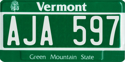 VT license plate AJA597
