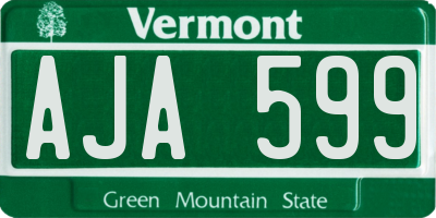 VT license plate AJA599
