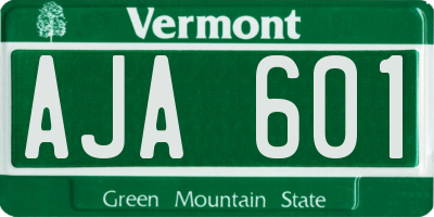 VT license plate AJA601