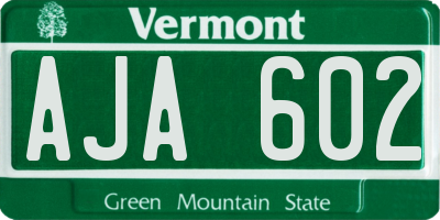 VT license plate AJA602
