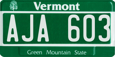 VT license plate AJA603