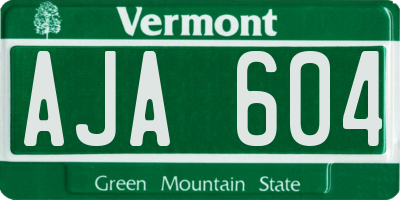 VT license plate AJA604