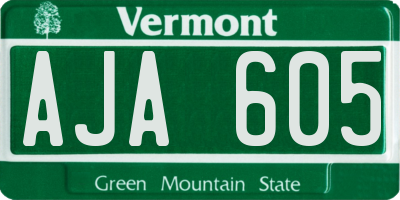 VT license plate AJA605