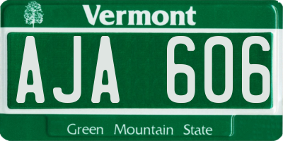 VT license plate AJA606