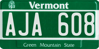 VT license plate AJA608