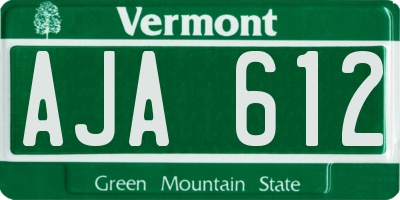 VT license plate AJA612
