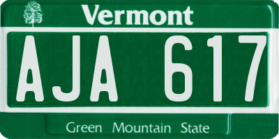VT license plate AJA617