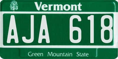VT license plate AJA618