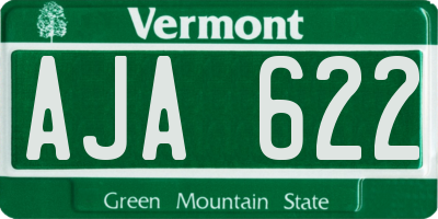 VT license plate AJA622