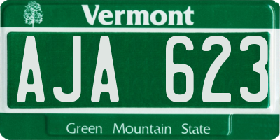 VT license plate AJA623