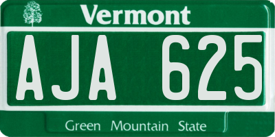 VT license plate AJA625