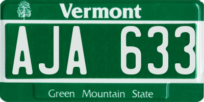 VT license plate AJA633