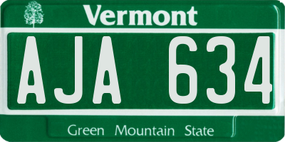 VT license plate AJA634