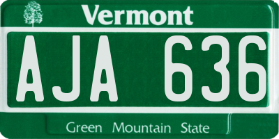 VT license plate AJA636