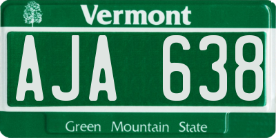 VT license plate AJA638