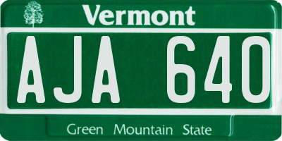 VT license plate AJA640