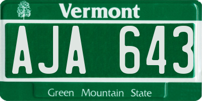VT license plate AJA643