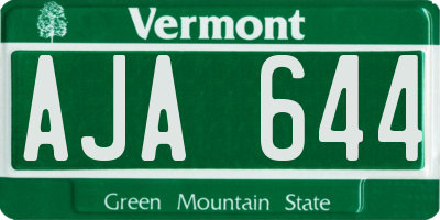 VT license plate AJA644