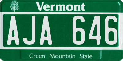 VT license plate AJA646