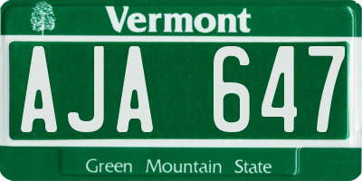 VT license plate AJA647