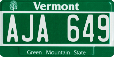 VT license plate AJA649