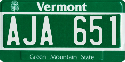 VT license plate AJA651